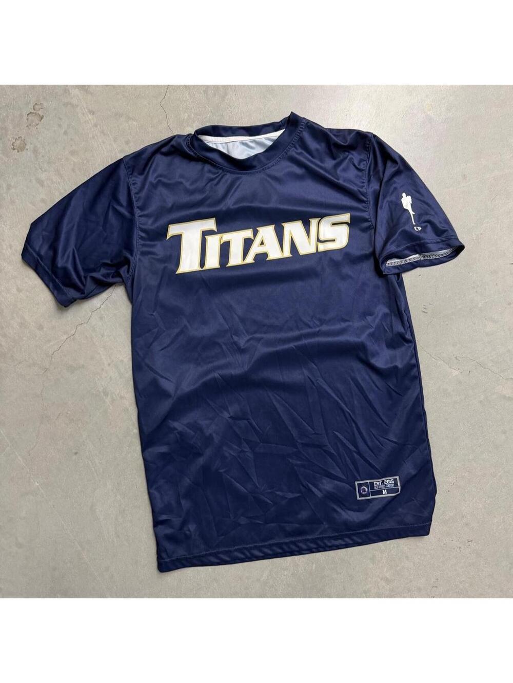 Y2K Men's Tennessee Titans Dri Fit Athletic Spellout Tee #35 Sized Medium